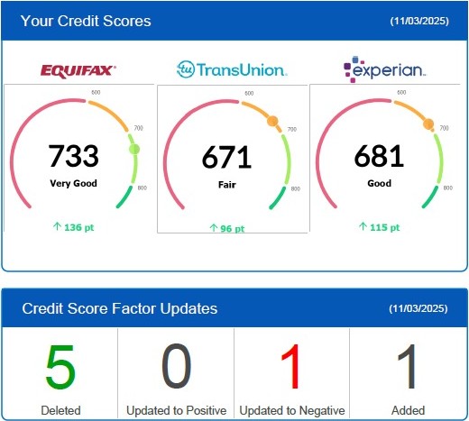 Credit Score Results - 5 Deletions