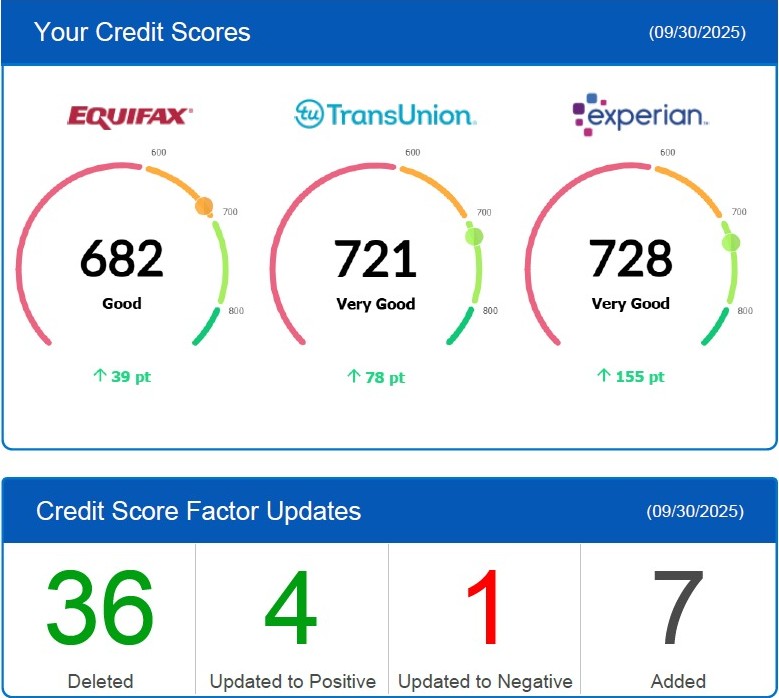 Credit Score Results - 36 Deletions